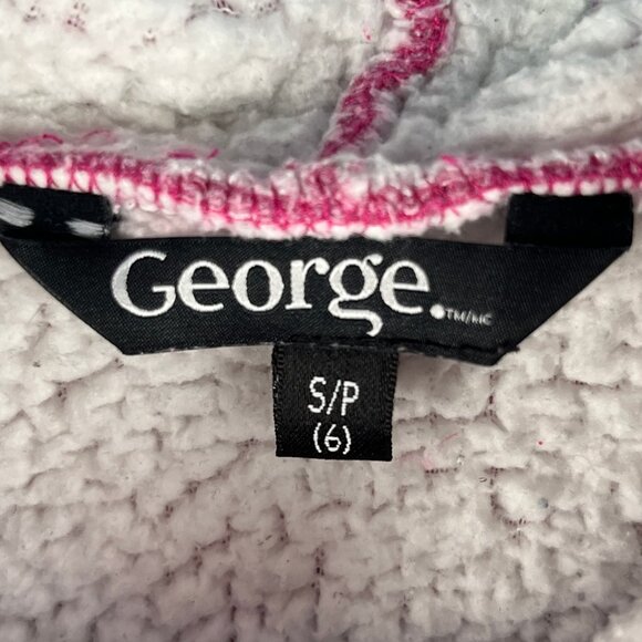 George Kids Hooded Sweater Size 6 S Pink Full Zip Long Sleeve Pockets Lined - Picture 5 of 8